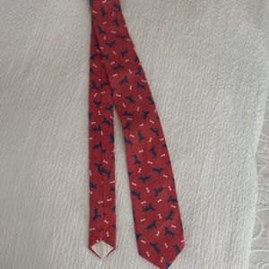 Kids coral/orange and Blue dog and bone Patterned Tie.  J. Bailey.